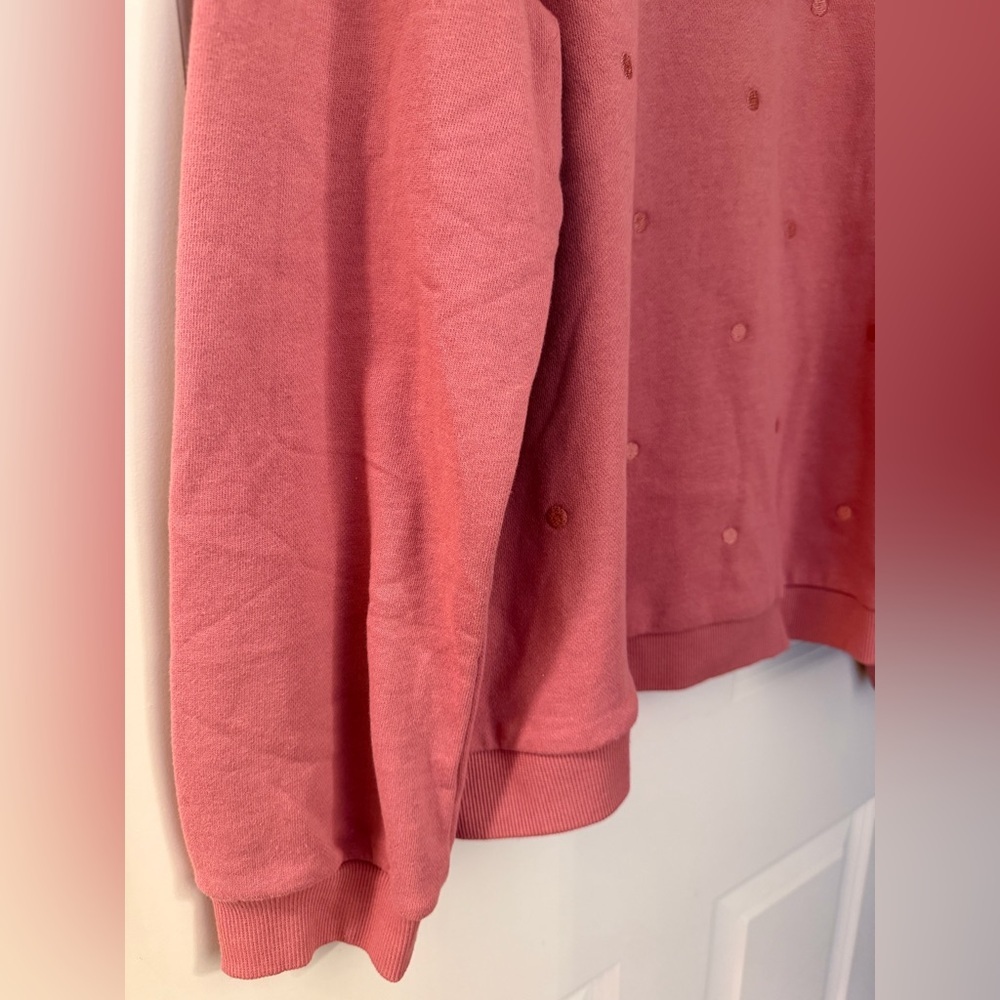 NWT Skies Are Blue Jana Embroidered Polka Dot Sweatshirt, Pink, XL - Picture 3 of 9